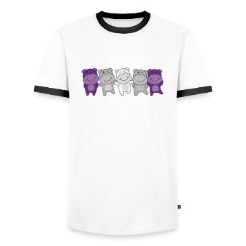 grisdrapeau sexuel fierté LGBTQ mignon hippopotame - T-shirt contrasté Homme - blanc/noir - Devant - AI Model Female 172 light (172cm) & AI Model Male 178 dark (178cm)
