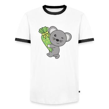 Bye bye Kindergarten Hello School Mouse - T-shirt contrasté Homme - blanc/noir - Devant - AI Model Female 172 light (172cm) & AI Model Male 178 dark (178cm)