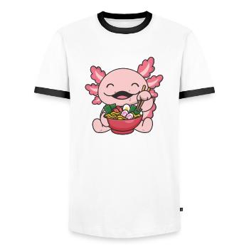 Mais d’abord ramen axolotl sucré mange ramen ramen - T-shirt contrasté Homme - blanc/noir - Devant - AI Model Female 172 light (172cm) & AI Model Male 178 dark (178cm)