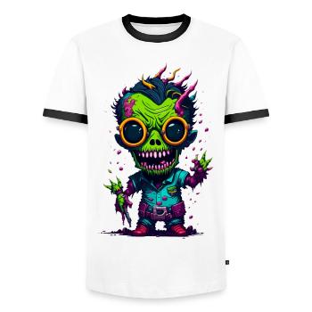 Bunter cooler Zombie - Männer Kontrast-T-Shirt - Weiß/Schwarz - Vorne - AI Model Female 172 light (172cm) & AI Model Male 178 dark (178cm)