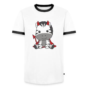 Zebra Happy Halloween Devil Costume - T-shirt contrasté Homme - blanc/noir - Devant - AI Model Female 172 light (172cm) & AI Model Male 178 dark (178cm)