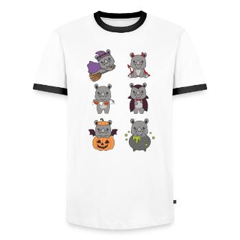Nashorn Halloween Teufel Kürbis Vampier Kostüm - Männer Kontrast-T-Shirt - Weiß/Schwarz - Vorne - AI Model Female 172 light (172cm) & AI Model Male 178 dark (178cm)