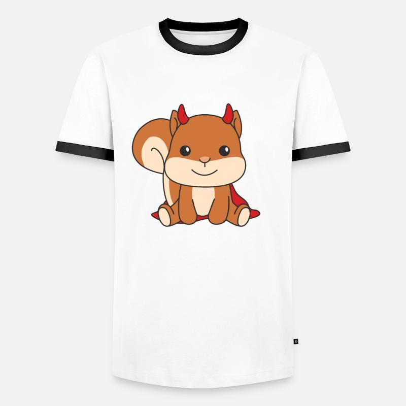 Squirrel Happy Halloween Devil Costume - Men's Ringer Shirt - white/black