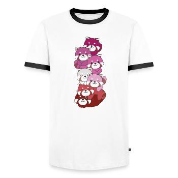 Lipstick Lesbische Pride LGBTQ süßer Roter Panda - Männer Kontrast-T-Shirt - Weiß/Schwarz - Vorne - AI Model Female 172 light (172cm) & AI Model Male 178 dark (178cm)