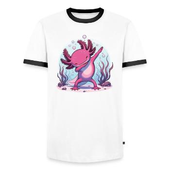 Dab Axolotl Dabbing for Axolotls Lovers - Men's Ringer Shirt - white/black - Front - AI Model Female 172 light (172cm) & AI Model Male 178 dark (178cm)