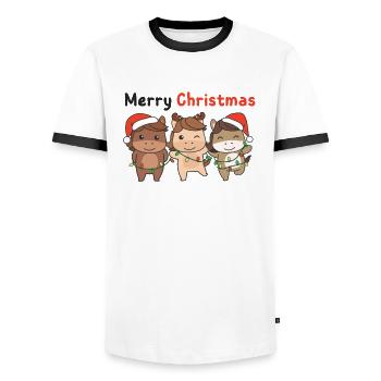 Pferd Weihnachten Winter Tiere Pferd - Männer Kontrast-T-Shirt - Weiß/Schwarz - Vorne - AI Model Female 172 light (172cm) & AI Model Male 178 dark (178cm)