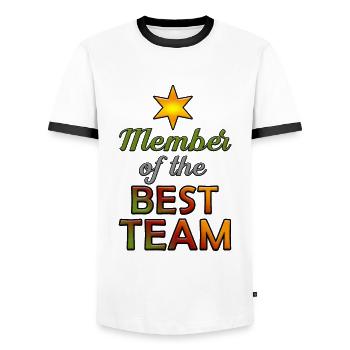 Member of the best team - T-shirt contrasté Homme - blanc/noir - Devant - AI Model Female 172 light (172cm) & AI Model Male 178 dark (178cm)