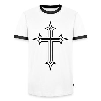 Kreuz - Männer Kontrast-T-Shirt - Weiß/Schwarz - Vorne - AI Model Female 172 light (172cm) & AI Model Male 178 dark (178cm)