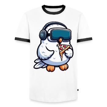 Hibou Harfang des neiges VR Réalité virtuelle Gamer Gamer Gamer - T-shirt contrasté Homme - blanc/noir - Devant - AI Model Female 172 light (172cm) & AI Model Male 178 dark (178cm)