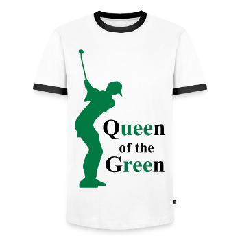 Golf - Männer Kontrast-T-Shirt - Weiß/Schwarz - Vorne - AI Model Female 172 light (172cm) & AI Model Male 178 dark (178cm)
