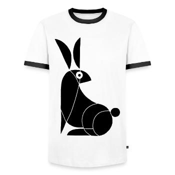 Funny Black Rabbit - Men's Ringer Shirt - white/black - Front - AI Model Female 172 light (172cm) & AI Model Male 178 dark (178cm)