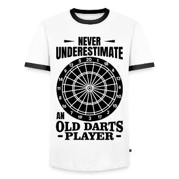 Old Dart Player - Men's Ringer Shirt - white/black - Front - AI Model Female 172 light (172cm) & AI Model Male 178 dark (178cm)