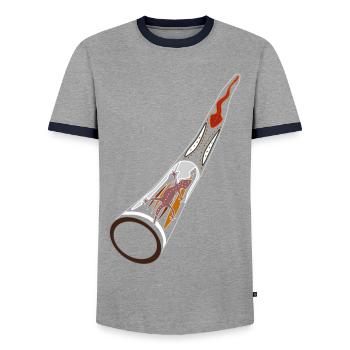 Didgeridoo Didjeridu - Men's Ringer Shirt - grey/navy  - Front - AI Model Female 172 light (172cm) & AI Model Male 178 light (178cm)
