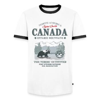Canada - Grizzly Bear - Männer Kontrast-T-Shirt - Weiß/Schwarz - Vorne - AI Model Female 172 light (172cm) & AI Model Male 178 dark (178cm)