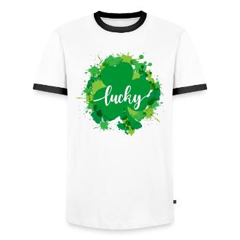 Aquarell Saint Patrick Day - Männer Kontrast-T-Shirt - Weiß/Schwarz - Vorne - AI Model Female 172 light (172cm) & AI Model Male 178 dark (178cm)