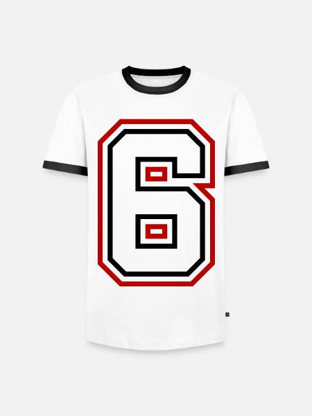 6 Number number - Men's Ringer Shirt - white/black