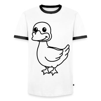 Gans Comic Tier - Männer Kontrast-T-Shirt - Weiß/Schwarz - Vorne - AI Model Female 172 light (172cm) & AI Model Male 178 dark (178cm)
