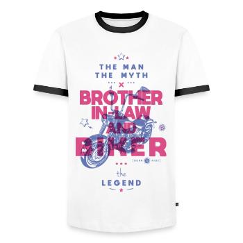 Schwager und Biker der Mythos die Legende - Männer Kontrast-T-Shirt - Weiß/Schwarz - Vorne - AI Model Female 172 light (172cm) & AI Model Male 178 dark (178cm)