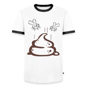 Scheisse mit Fliegenpaar - Männer Kontrast-T-Shirt - Weiß/Schwarz - Vorne - AI Model Female 172 light (172cm) & AI Model Male 178 dark (178cm)