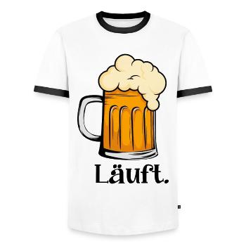 Runs Beer - Men's Ringer Shirt - white/black - Front - AI Model Female 172 light (172cm) & AI Model Male 178 dark (178cm)