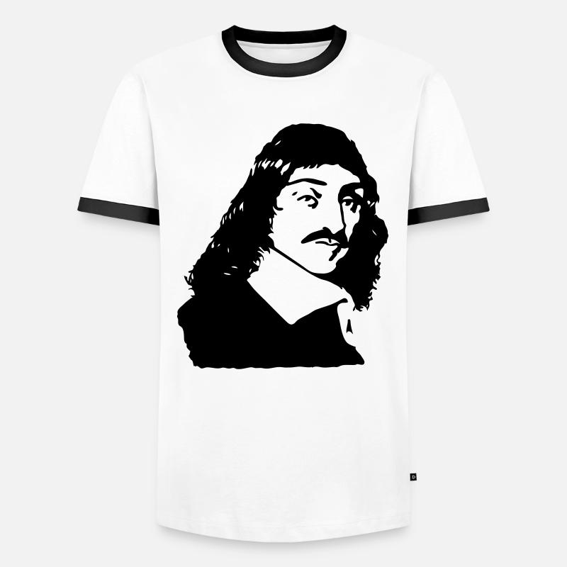 French philosopher Descartes bust drawing - Men's Ringer Shirt - white/black