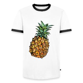 Ananas - Männer Kontrast-T-Shirt - Weiß/Schwarz - Vorne - AI Model Female 172 light (172cm) & AI Model Male 178 dark (178cm)