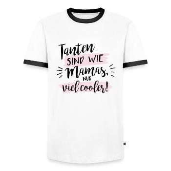 Tanten sind wie Mamas, nur viel cooler! - Männer Kontrast-T-Shirt - Weiß/Schwarz - Vorne - AI Model Female 172 light (172cm) & AI Model Male 178 dark (178cm)