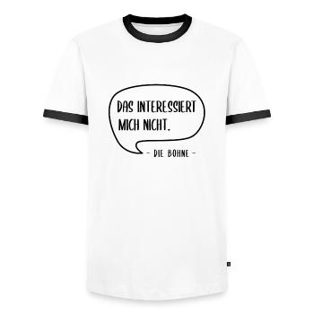 Das interessiert mich nicht. - Die Bohne - Männer Kontrast-T-Shirt - Weiß/Schwarz - Vorne - AI Model Female 172 light (172cm) & AI Model Male 178 dark (178cm)