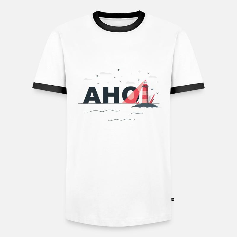Ahoi mit Leuchtturm - Männer Kontrast-T-Shirt - Weiß/Schwarz