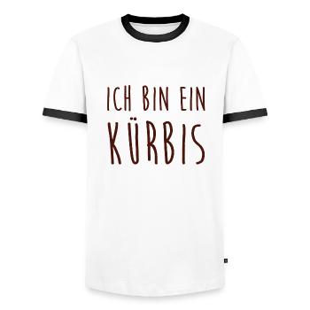Kürbis Halloweenkostüm - Ich bin ein Kürbis - Männer Kontrast-T-Shirt - Weiß/Schwarz - Vorne - AI Model Female 172 light (172cm) & AI Model Male 178 dark (178cm)