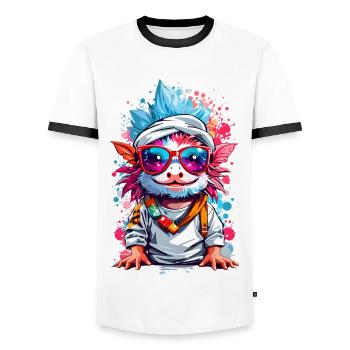 Cool Axolotl - Men's Ringer Shirt - white/black - Front - AI Model Female 172 light (172cm) & AI Model Male 178 dark (178cm)