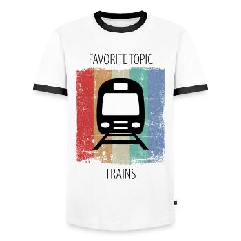 Train Railway Railroad Worker Trains Train Driver - Men's Ringer Shirt - white/black - Front - AI Model Female 172 light (172cm) & AI Model Male 178 dark (178cm)