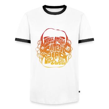 retro, hawaii summer - Men's Ringer Shirt - white/black - Front - AI Model Female 172 light (172cm) & AI Model Male 178 dark (178cm)