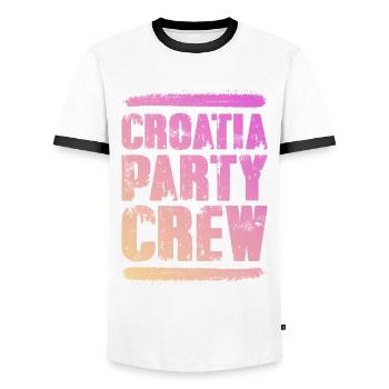 Croatia Party Crew Colorful - Men's Ringer Shirt - white/black - Front - AI Model Female 172 light (172cm) & AI Model Male 178 dark (178cm)
