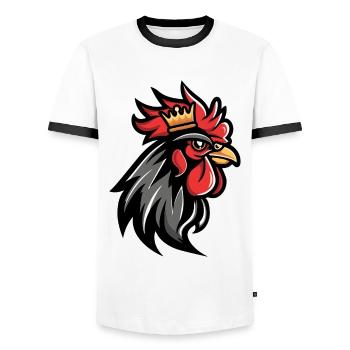 Rooster Crown - Men's Ringer Shirt - white/black - Front - AI Model Female 172 light (172cm) & AI Model Male 178 dark (178cm)