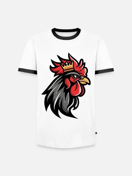 Rooster Crown - Men's Ringer Shirt - white/black