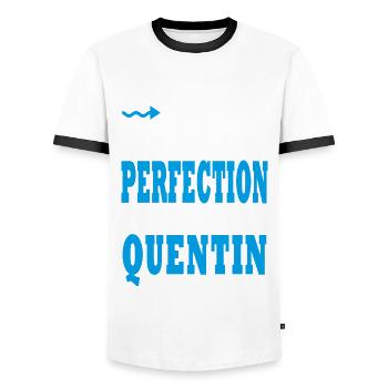 Quentin Si tu veux la perfection adopte un quentin - T-shirt contrasté Homme - blanc/noir - Devant - AI Model Female 172 light (172cm) & AI Model Male 178 dark (178cm)