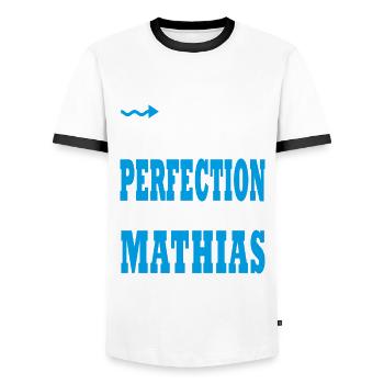 Mathias Si tu veux la perfection adopte un mathias - T-shirt contrasté Homme - blanc/noir - Devant - AI Model Female 172 light (172cm) & AI Model Male 178 dark (178cm)