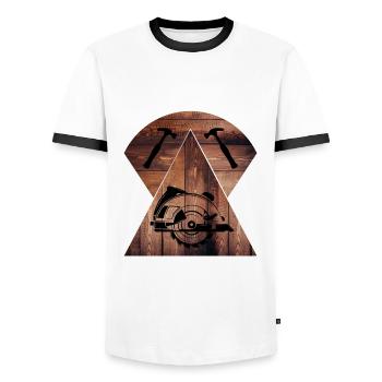 Charpentier, charpentier, charpentier, charpentier, artisan, bois - T-shirt contrasté Homme - blanc/noir - Devant - AI Model Female 172 light (172cm) & AI Model Male 178 dark (178cm)