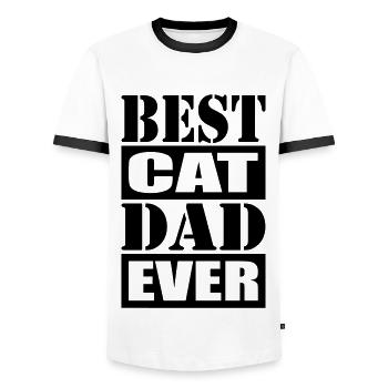 Best Cat Dad Ever - Men's Ringer Shirt - white/black - Front - AI Model Female 172 light (172cm) & AI Model Male 178 dark (178cm)