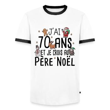 70 Ans Anniversaire Cadeau Père Noël Humour - T-shirt contrasté Homme - blanc/noir - Devant - AI Model Female 172 light (172cm) & AI Model Male 178 dark (178cm)