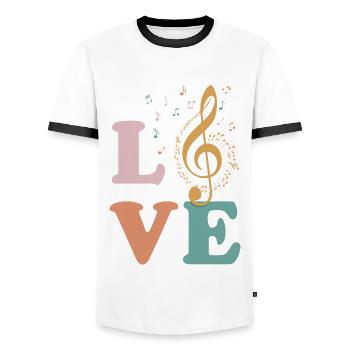 Musique classique Amour de la musique classique - T-shirt contrasté Homme - blanc/noir - Devant - AI Model Female 172 light (172cm) & AI Model Male 178 dark (178cm)