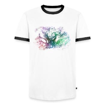 Fumée colorée - T-shirt contrasté Homme - blanc/noir - Devant - AI Model Female 172 light (172cm) & AI Model Male 178 dark (178cm)