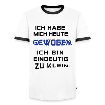 Ich hab mich heute gewogen.... - Männer Kontrast-T-Shirt - Weiß/Schwarz - Vorne - AI Model Female 172 light (172cm) & AI Model Male 178 dark (178cm)