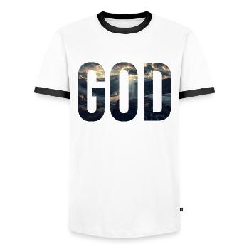Dieu - T-shirt contrasté Homme - blanc/noir - Devant - AI Model Female 172 light (172cm) & AI Model Male 178 dark (178cm)