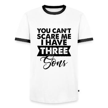 Cant scare me i have three Sons drei Söhne Familie - T-shirt contrasté Homme - blanc/noir - Devant - AI Model Female 172 light (172cm) & AI Model Male 178 dark (178cm)