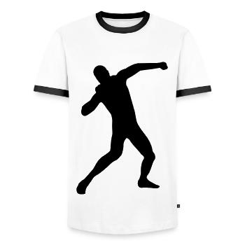 Kugelstoßen - Männer Kontrast-T-Shirt - Weiß/Schwarz - Vorne - AI Model Female 172 light (172cm) & AI Model Male 178 dark (178cm)
