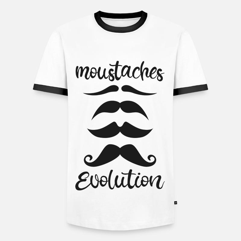 Schnurrbart Evolution - Männer Kontrast-T-Shirt - Weiß/Schwarz