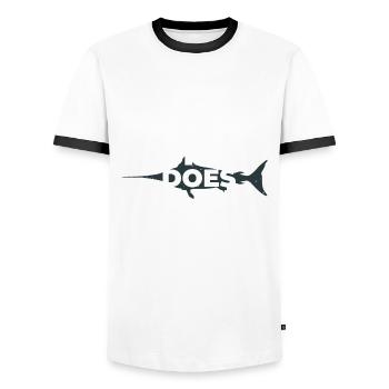 Fishing Fishing Gift Fin Angler Fish Sport - Men's Ringer Shirt - white/black - Front - AI Model Female 172 light (172cm) & AI Model Male 178 dark (178cm)
