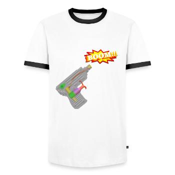Wasserpistole Boom - Männer Kontrast-T-Shirt - Weiß/Schwarz - Vorne - AI Model Female 172 light (172cm) & AI Model Male 178 dark (178cm)